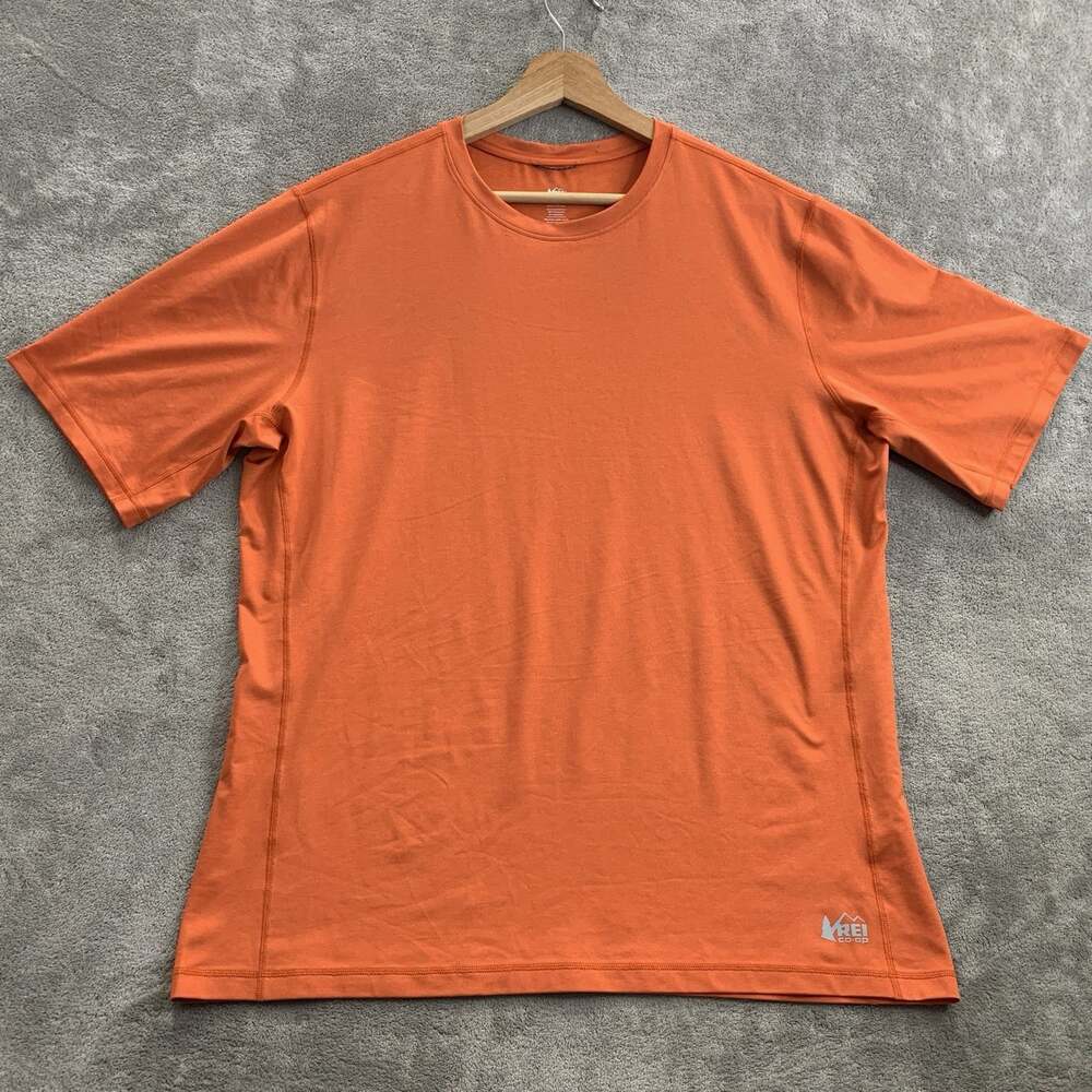 REI Co-op Shirt Mens Large Lightweight Base Layer Crew Top Orange Outdoor
